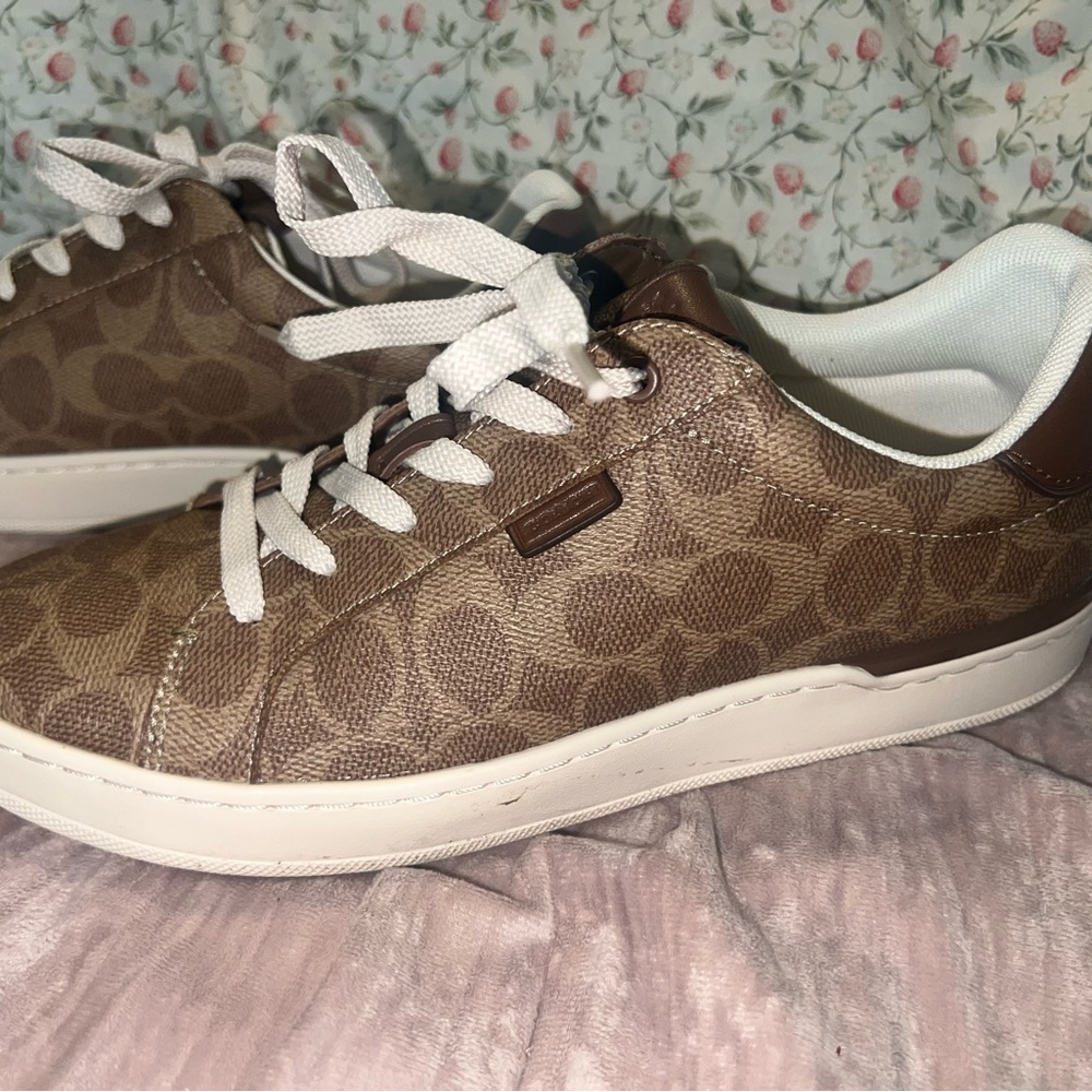 Brown Monogram Coach Sneakers with Laces Like New Worn Only Once - Picture 10 of 14